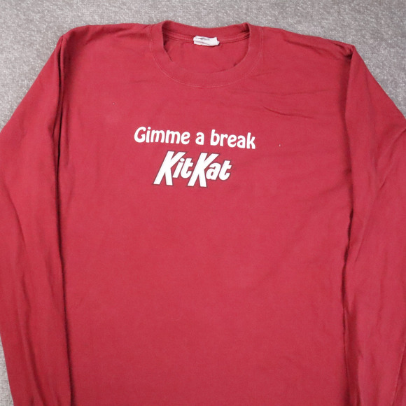 VTG Kit Kat Chocolate Candy Gimme a Break Medium Red Long Sleeve T-Shirt - Picture 6 of 9